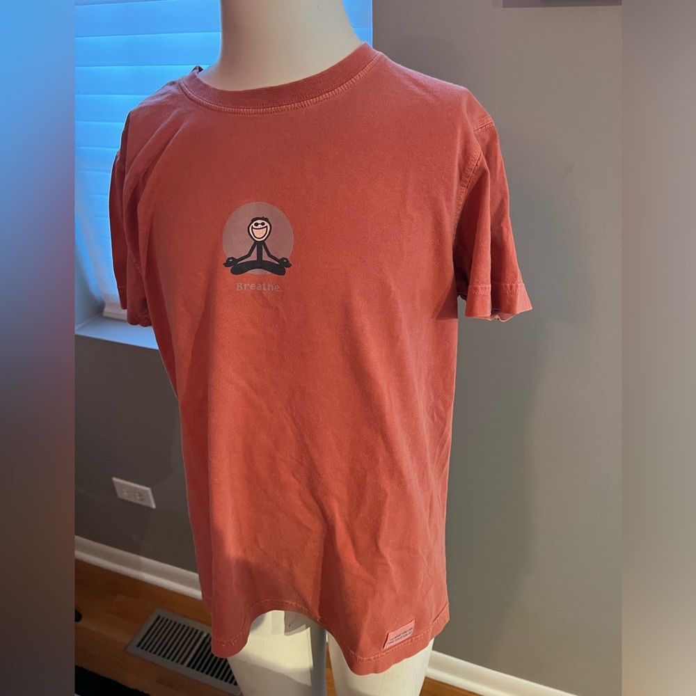 Womens life is good tshirt. Meditation pose with the word breathe. Size small. - Picture 2 of 10